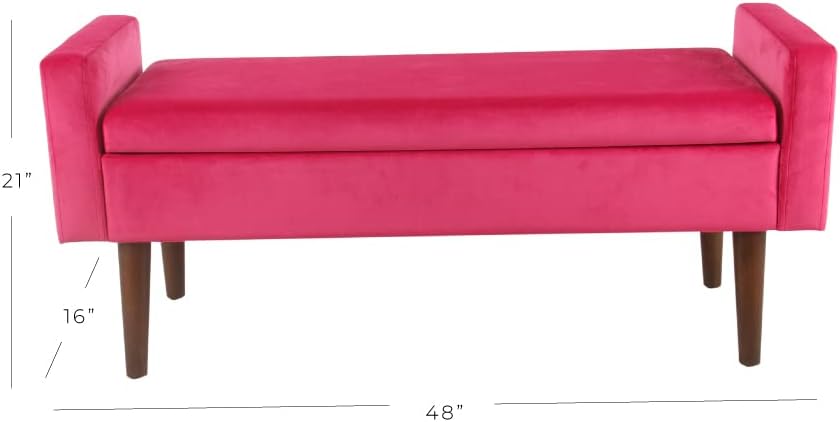 Pink Velvet Storage Ottoman Bench N9902