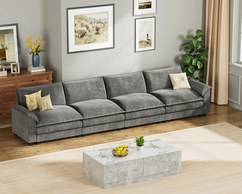 Light Grey L Shaped Chenille Sectional Sofa B71150