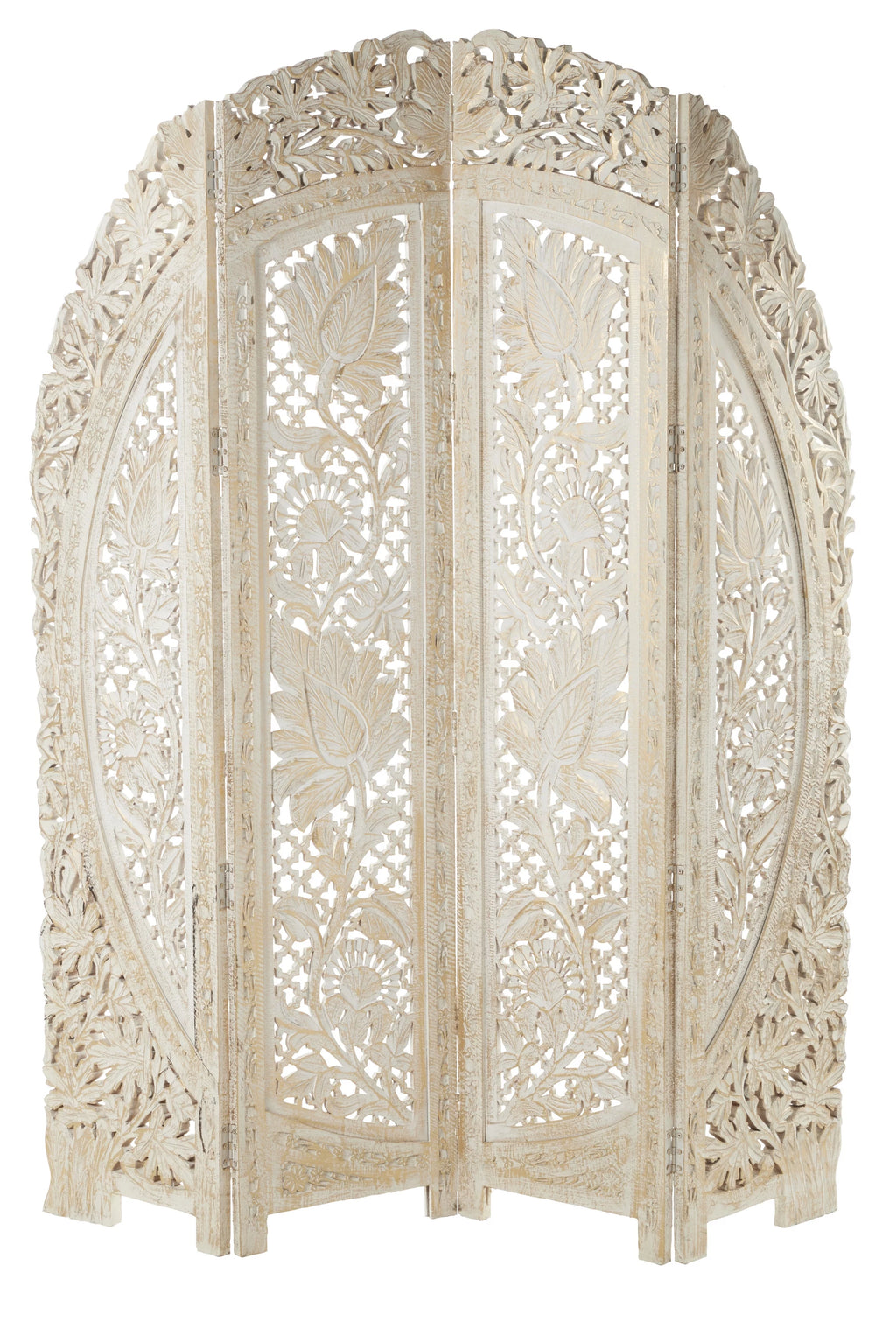 White Wood Arched 4 Panel Room Divider Screen G292