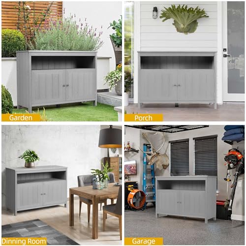 Poly Lumber Outdoor Sideboard with Storage and Shelves - Espresso P880
