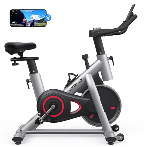 Stationary Bike with Thickened Steel Tube, Silent Belt Drive, Heavy Flywheel, Comfortable Seat Cushion and Upgraded LED Monitor P437853