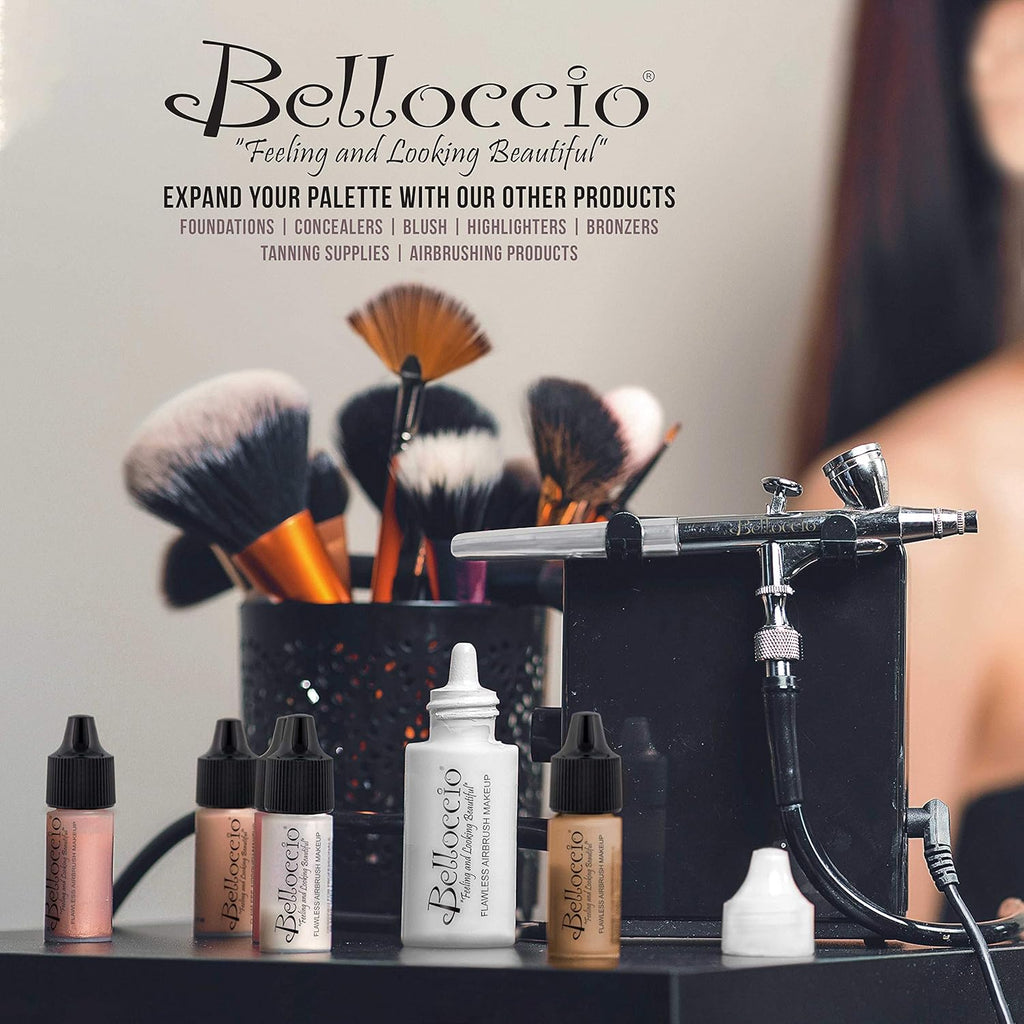 Professional Airbrush Makeup System with 4 Foundation Shades in 1/2 oz Bottles and Blush, Bronzer, Highlighters N738741