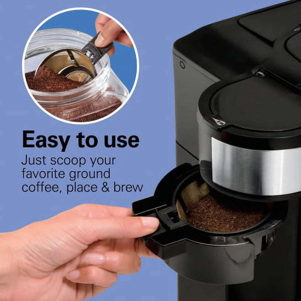 2-Way Coffee Maker, Single-Serve or 12 Cups, Glass Carafe, Black X300130