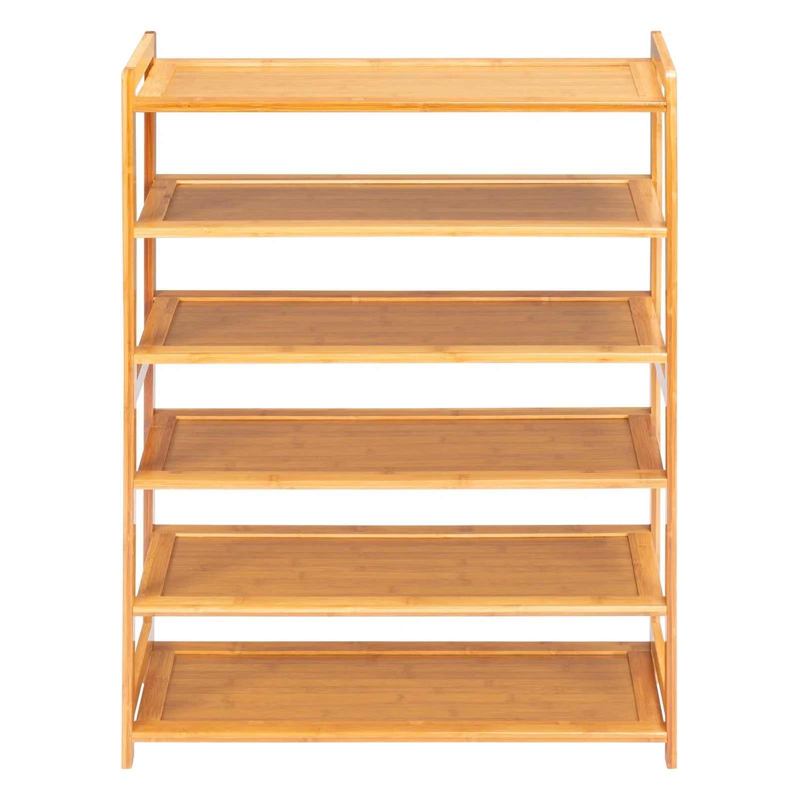6 Tiers Bamboo Shoe Storage Rack, 18-24 Pairs, Wood Color U2843