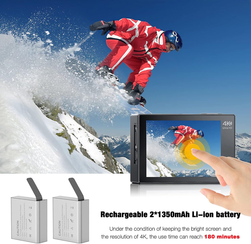 4K Waterproof Action Camera with 2 Batteries W9931