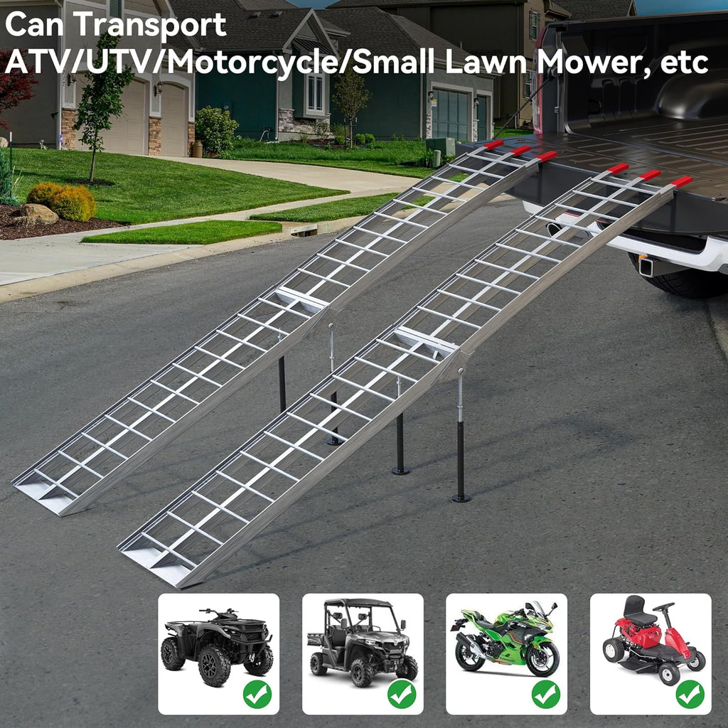7.5ft Aluminum Folding ATV Ramps with Removable Support Legs, 2pcs Z48518