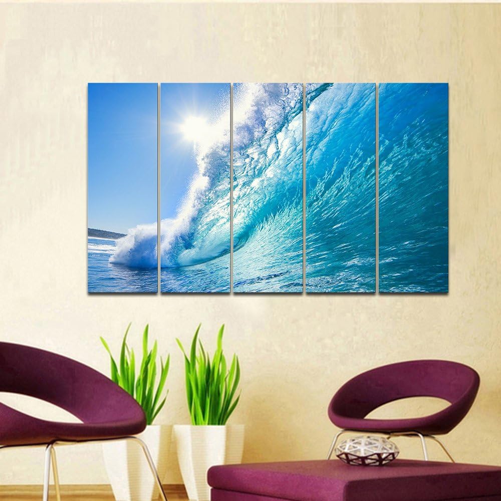 5 Piece Framed Giclee Canvas Prints Seascape Artwork W900762