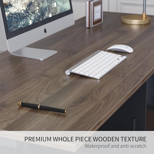 63" L Shaped Electric Height Adjustable Standing Desk with File Cabinet, Black Walnut A385