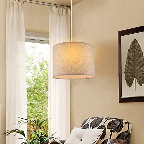 Beige Drum Fabric Lampshades Set of 2 E9315