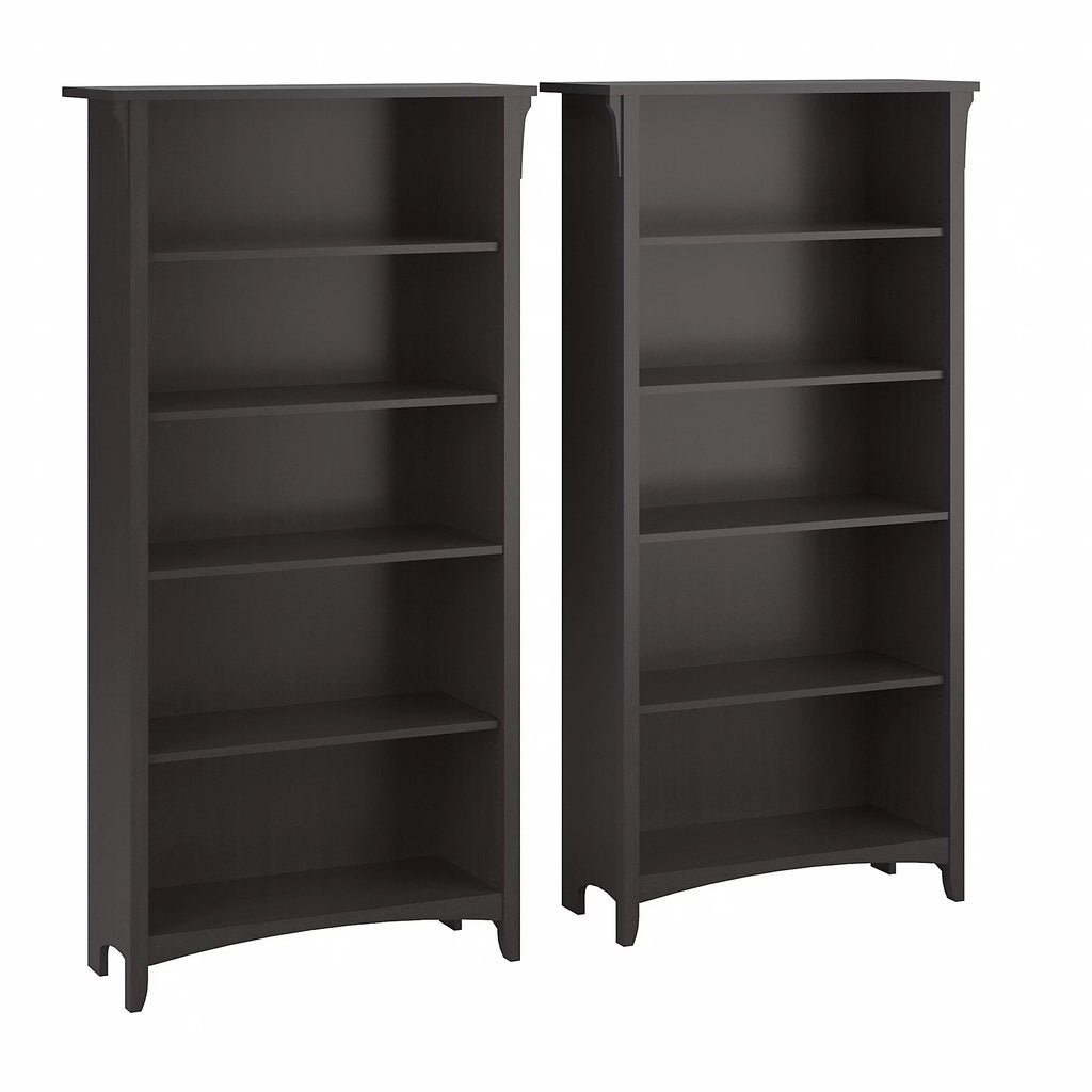 Vintage Black 5 Shelf Bookcase, Set of 2 D226