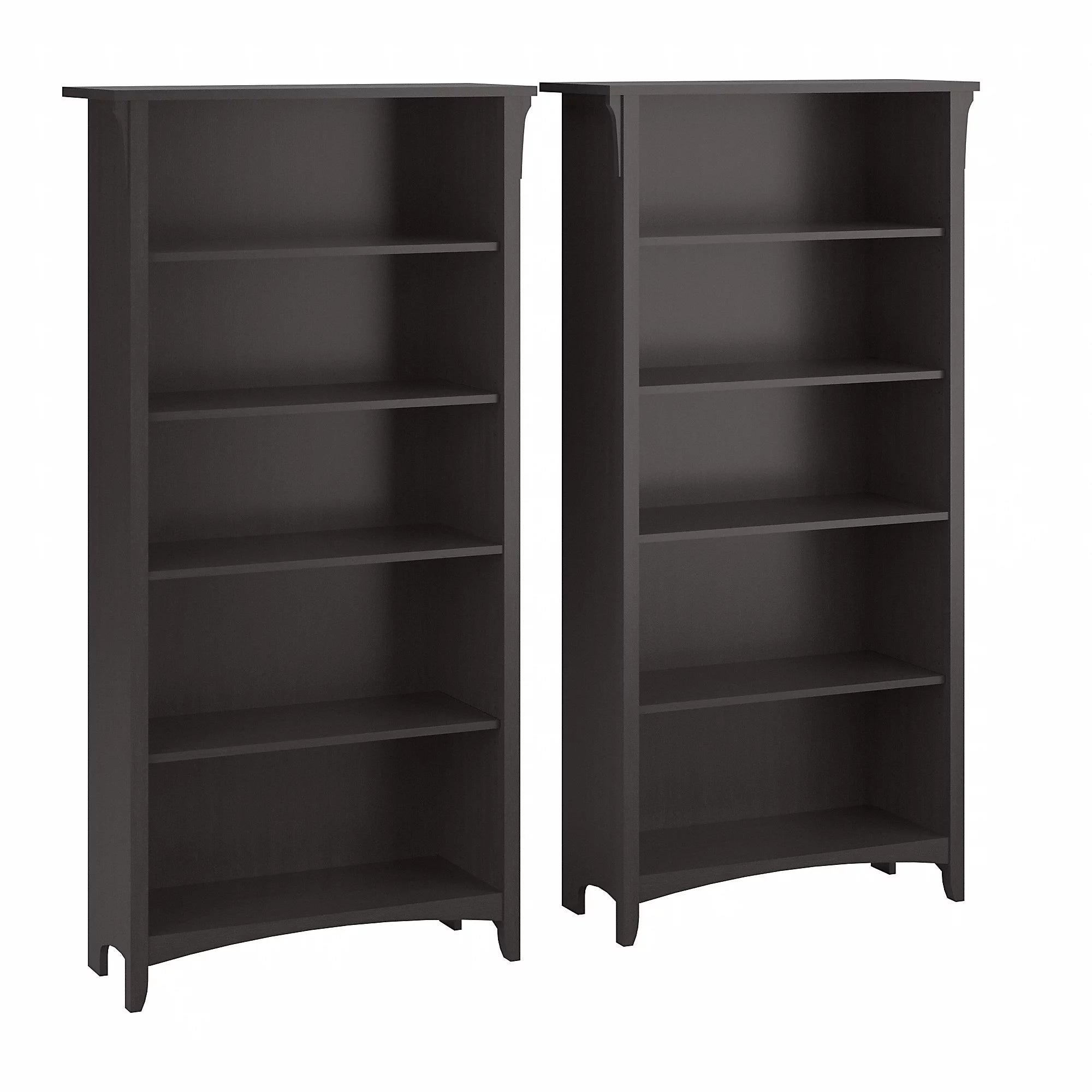 Vintage Black 5 Shelf Bookcase, Set of 2 D226