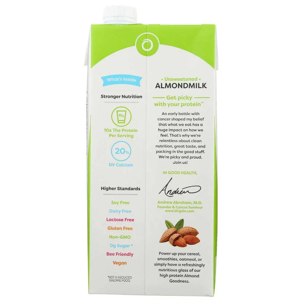 Organic Unsweetened Vanilla Protein Almond Milk, 32 Fluid Ounce W32601