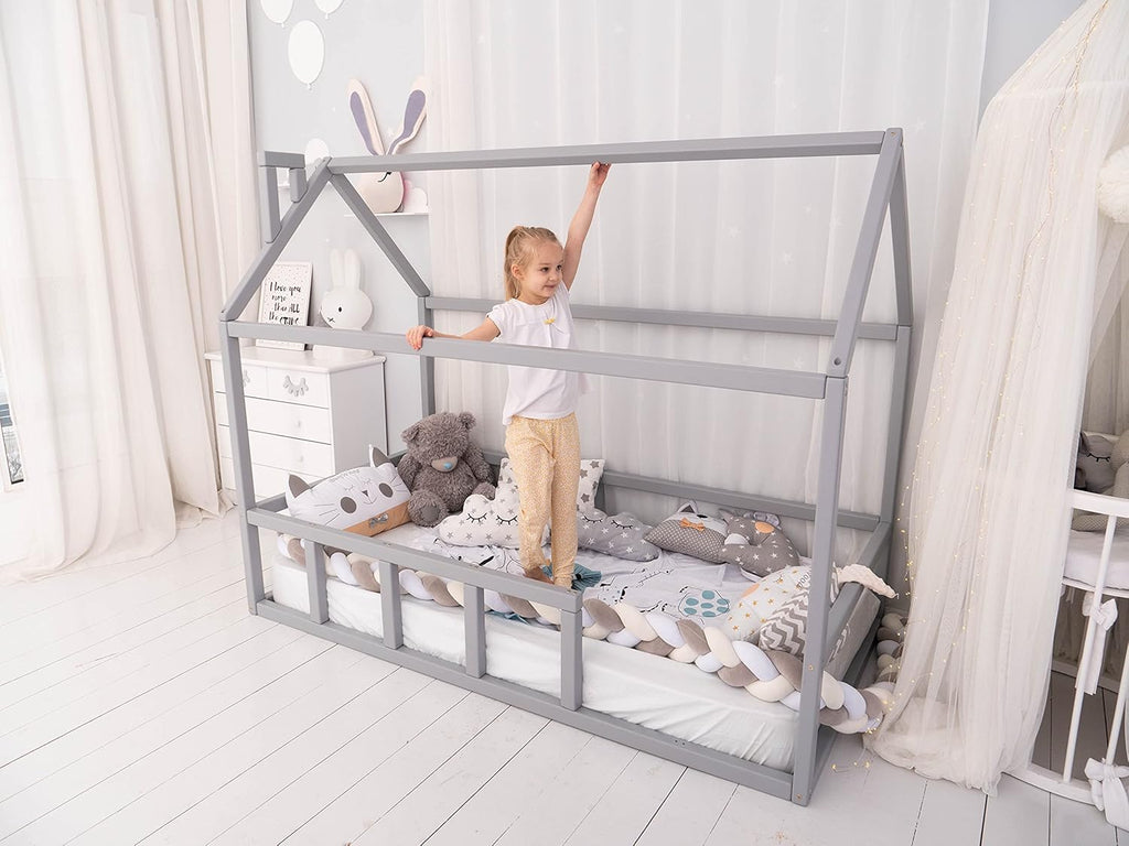 Grey Twin Floor Bed Frame P663997