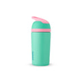 14 Oz Stainless Steel Water Bottle with Straw Q493
