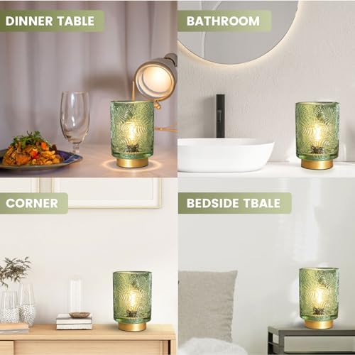 Small Battery Operated Cordless Glass Table Lamp with LED Bulb Golden Amber A293470