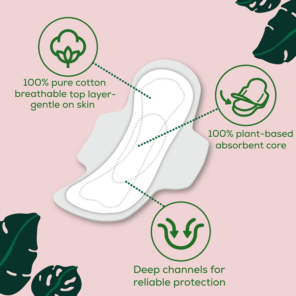 Cotton Topsheet Pads, Ultra Thin Pads with Wings, Unscented Menstrual Pads, 96 Count I67663