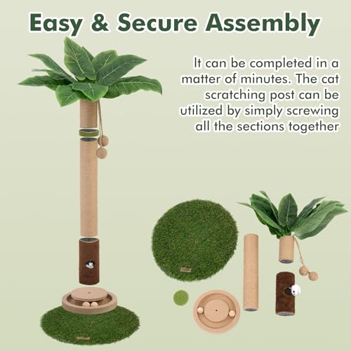 Cat Scratching Post 35'' Tall Cat Scratcher Tree Tower with Cat Toy Mouse Hole and Interactive Wooden Ball L921026