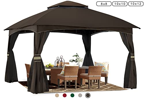 8x8 Outdoor Gazebo with Mosquito Netting Dark Gray J4597