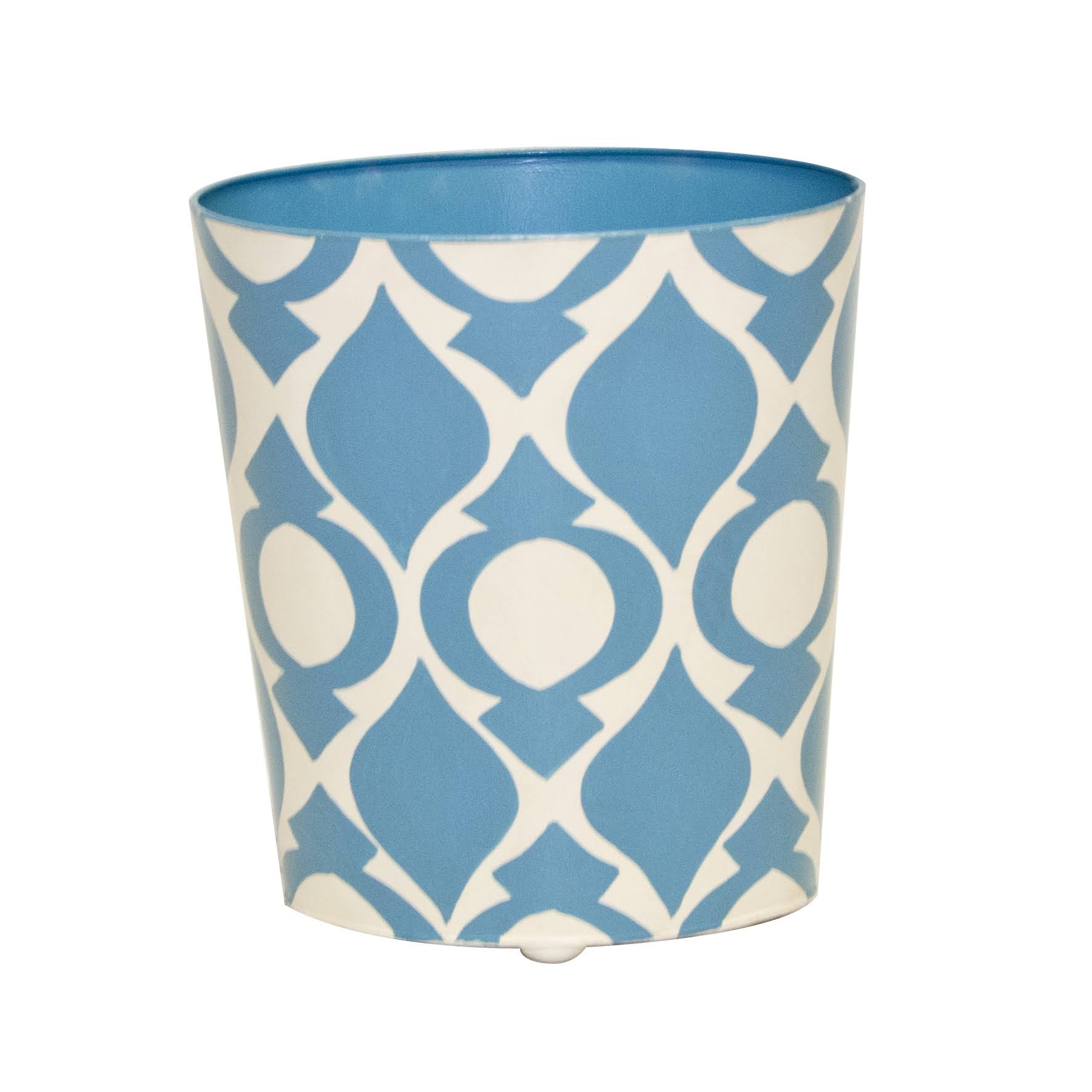 Oval Wastebasket Blue and Cream X9413