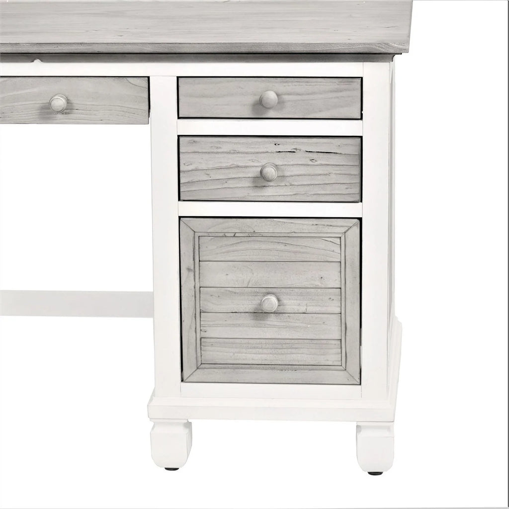 Gray White Wood Desk and Chair Set X1491