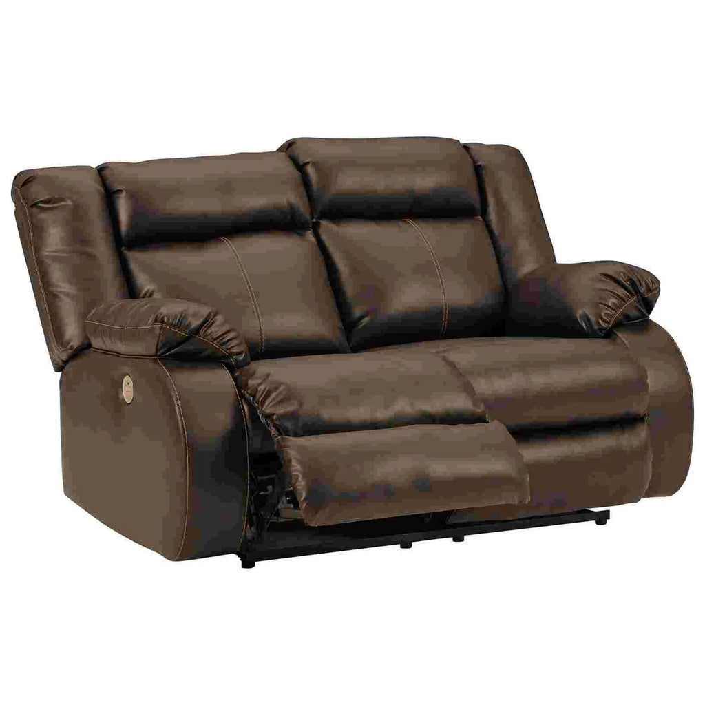 Brown Faux Leather Power Recliner Loveseat W513