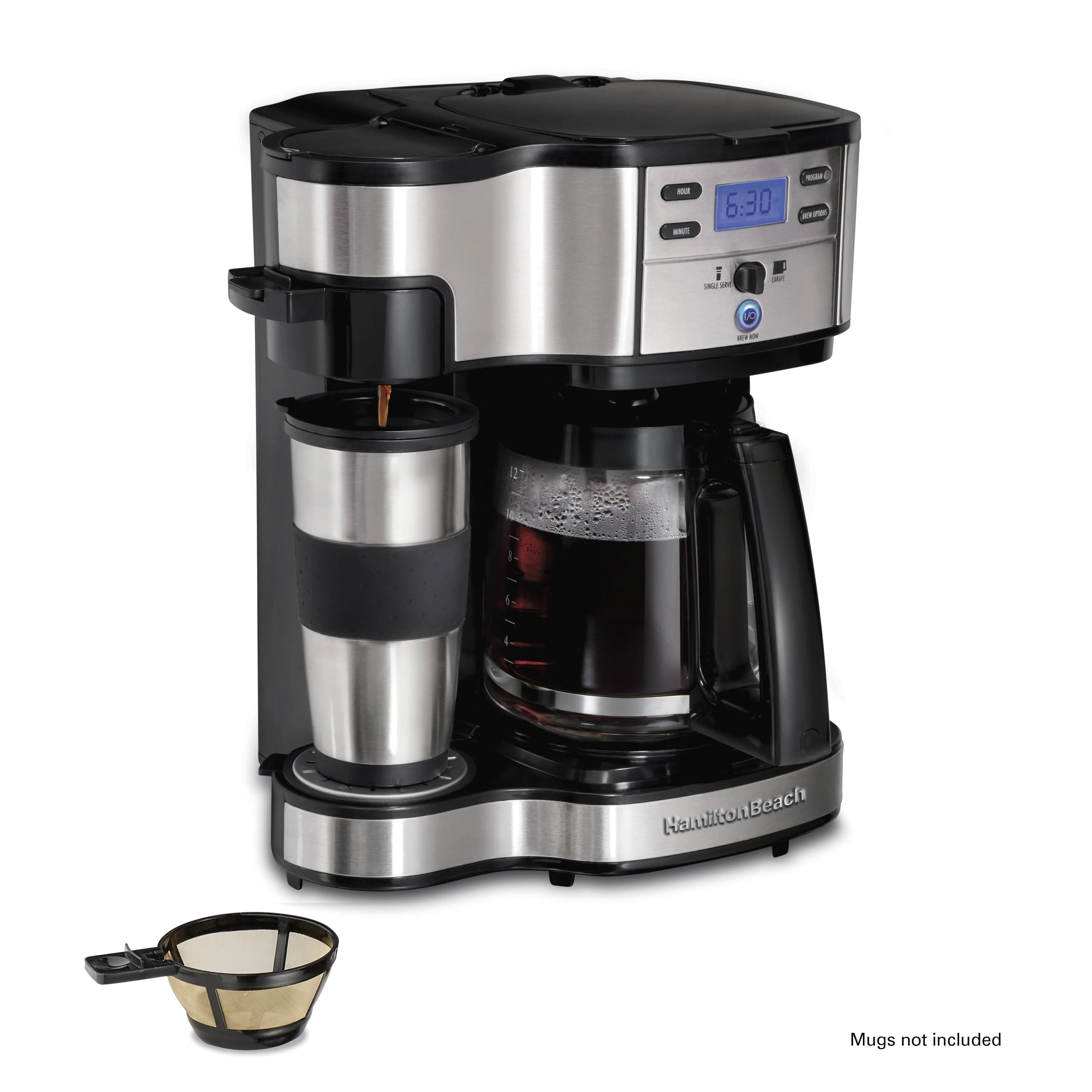 2-Way Coffee Maker, Single-Serve or 12 Cups, Glass Carafe, Black X300130
