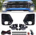 LED Fog Light Set 5pcs Front Bumper Lamp Assembly With Wire Harness Bulbs Cover Bezels E10495