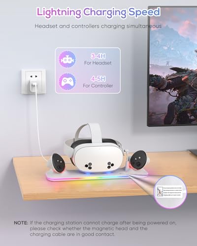 Charging Station for Meta Quest 3S/3 with RGB Light and 2 Rechargeable Batteries W3565