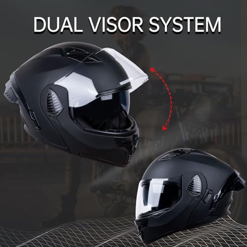 Matt Black X-Large Full Face Modular Motorcycle Helmet Y3262