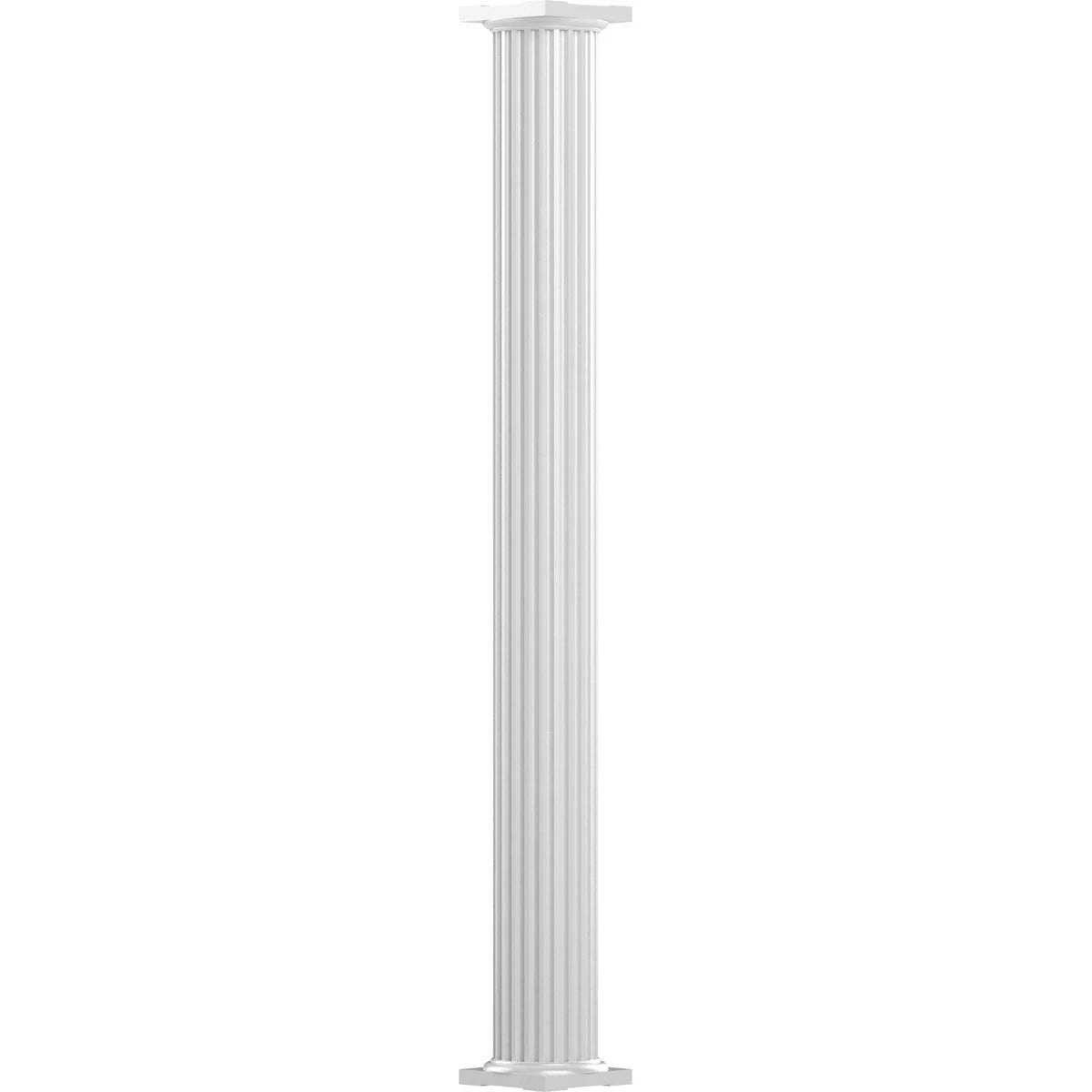10x22 x 8& Non-Tapered Fluted Gloss White Aluminum Column with Cap D337826