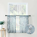 Floral Blue Short Sheer Curtains, 54 x 45 inches, Set of 2 Panels L4439