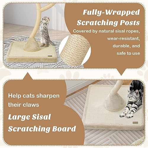 70" Tall Cat Tree with Scratching Posts and 3 Cozy Perches O453