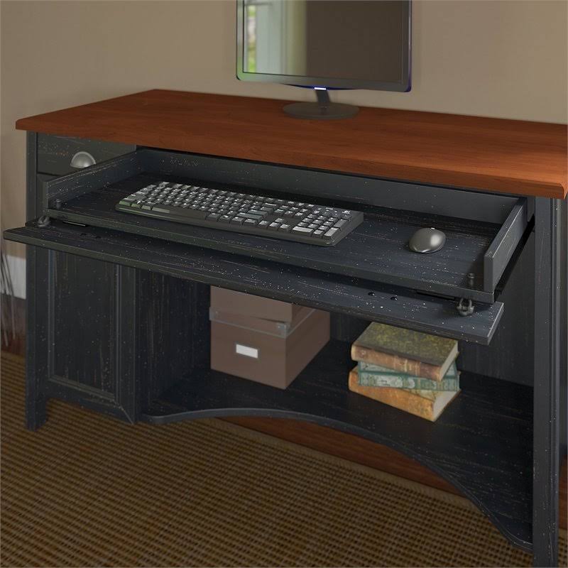 Antique Black Computer Desk and 5 Shelf Bookcase A169569