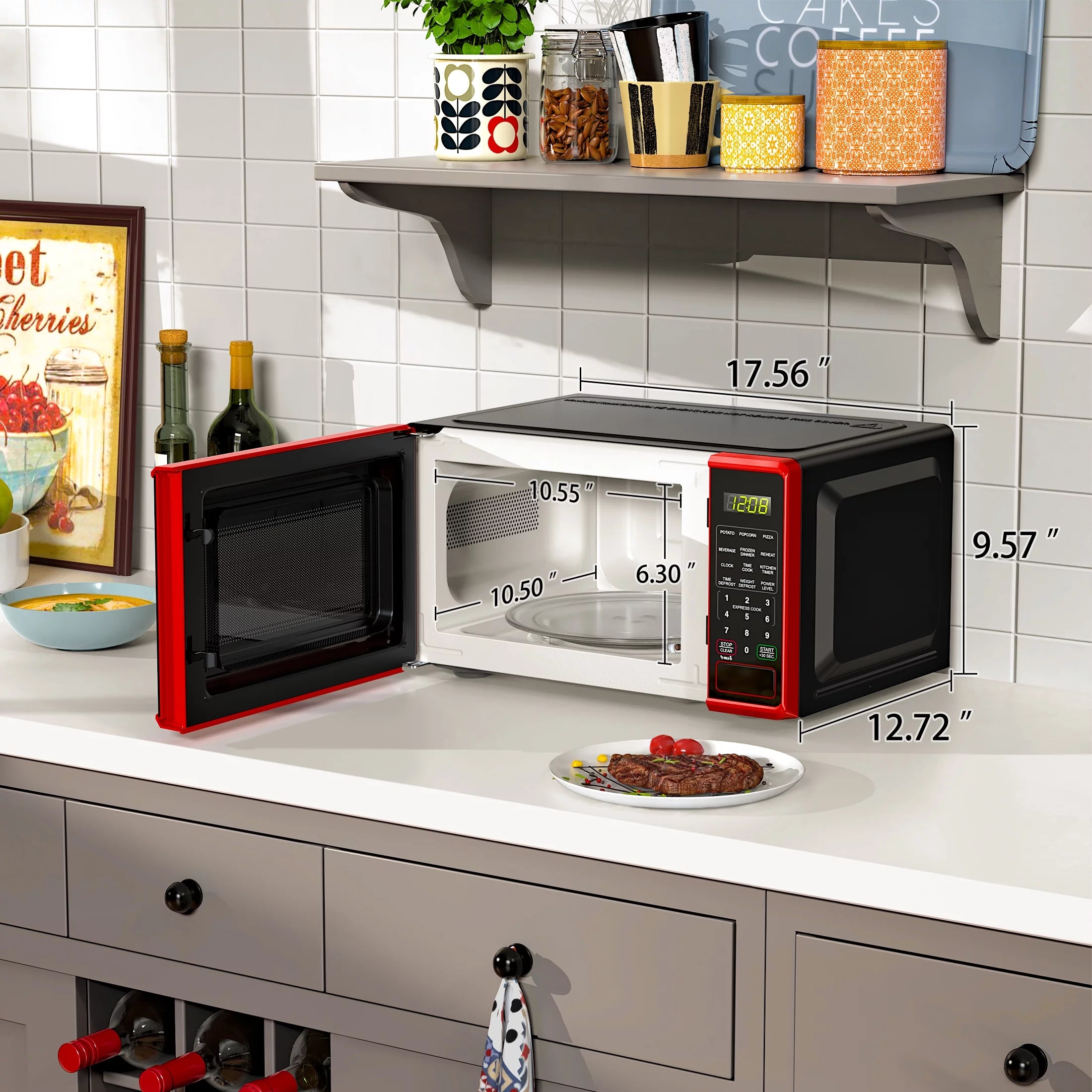 0.7 cu. ft. 700 Watts Red Countertop Microwave Oven A5600