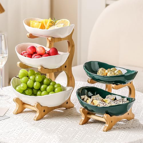 3 Tier White Ceramic Fruit Basket B301