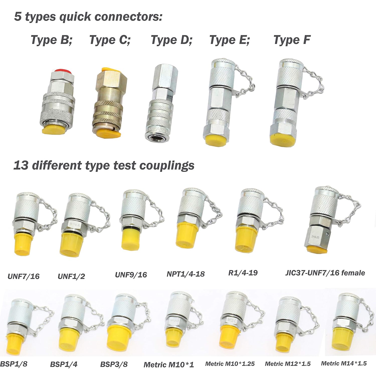 Hydraulic Pressure Test Coupling Kit, Pressure Gauges Set, Test Hose, BSPP ORFS JIC Hydraulic Swivel Run Tees Set Repair Tools X278