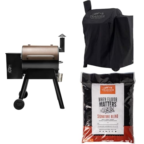 Bronze Wood Pellet Grill & Smoker, 572 sq. in. Grilling Capacity, 18LB Hopper S8621