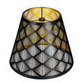 Metal Small Lamp Shade Etched Arrows 5" Top X 9" Bottom X 7" High Black Outside Gold Inside P557