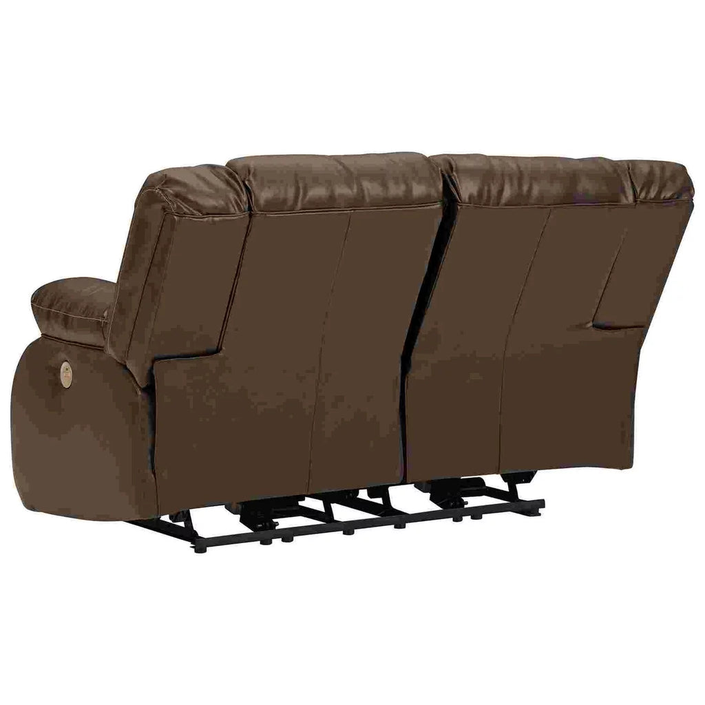 Brown Faux Leather Power Recliner Loveseat W513