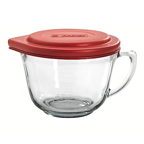 2 Quart Glass Mixing Bowl with Red Lid G477
