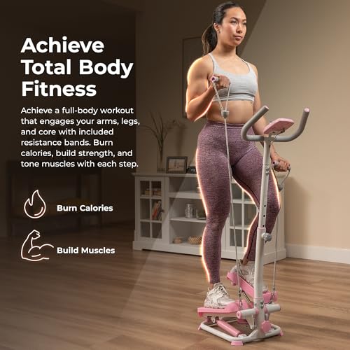 2-in-1 Smart Stepper Machine with Handlebar and Resistance Bands F785