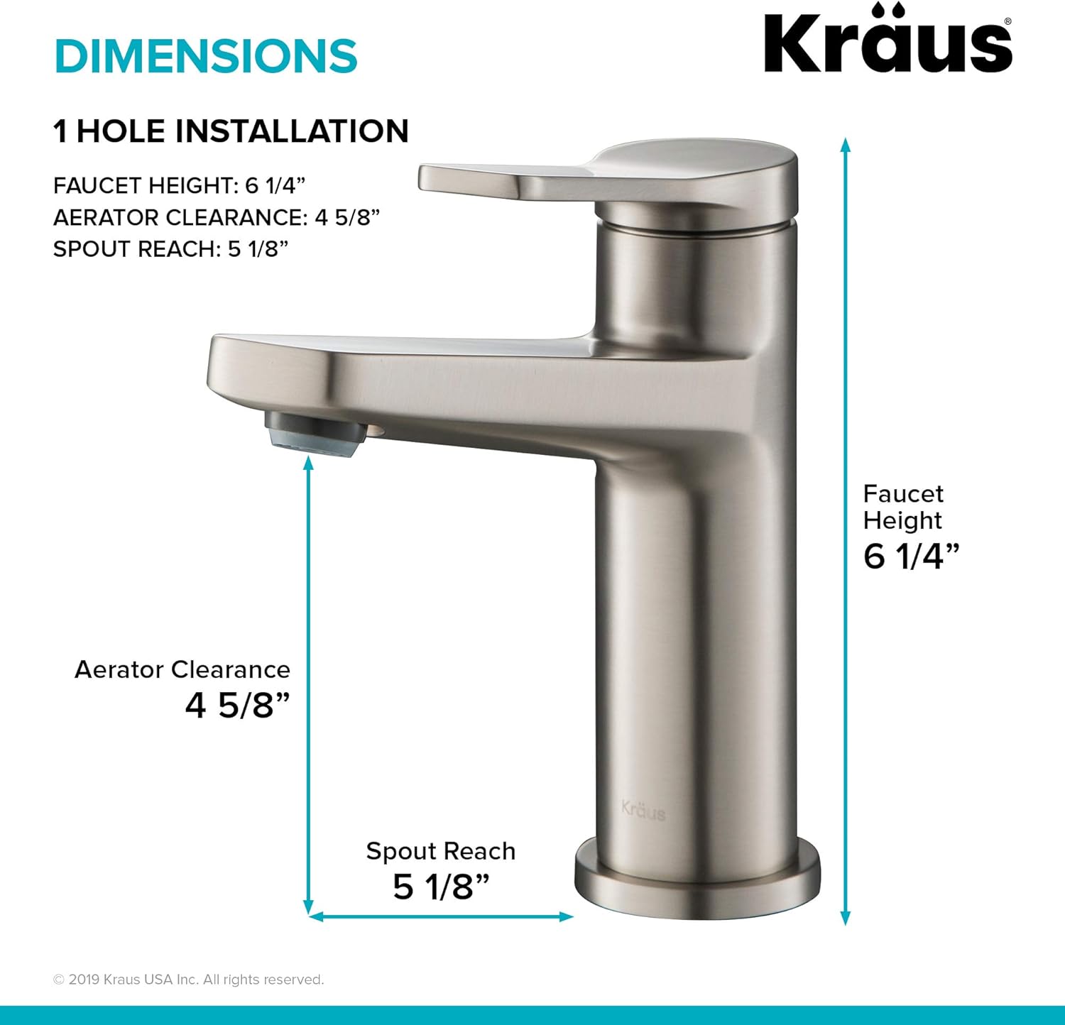 Single Handle Basin Bathroom Faucet in Spot Free Stainless Steel Q217