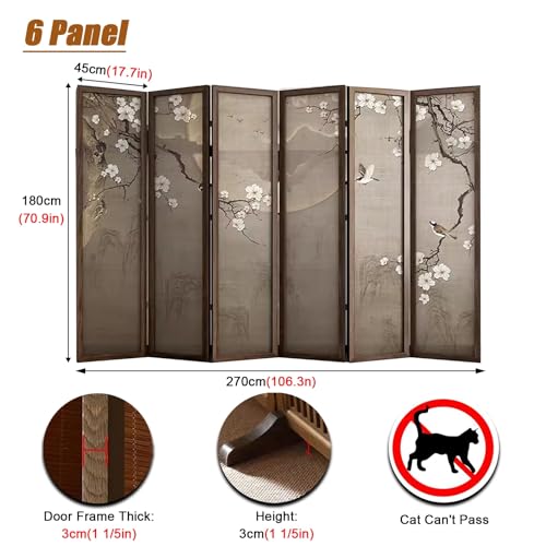 6 Panel Walnut Wood Room Divider P143096