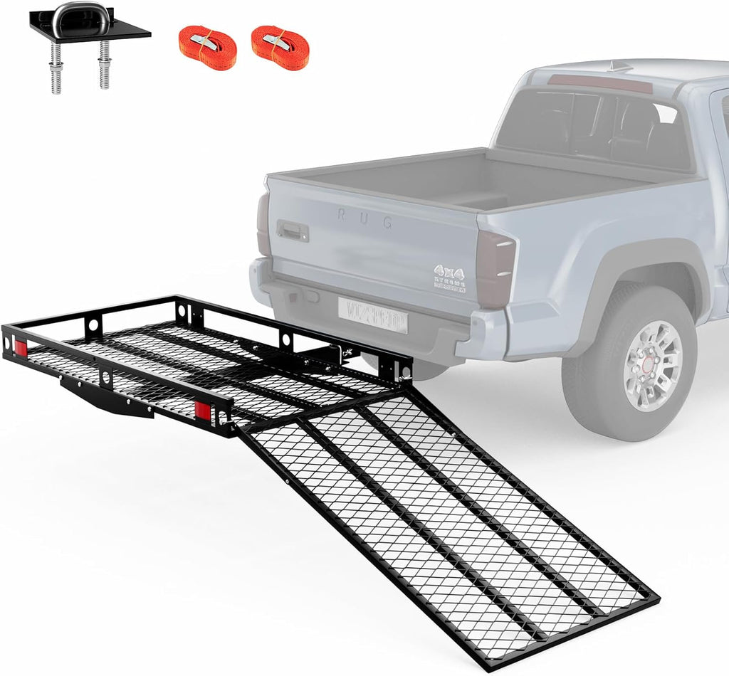500 LBS Capacity Heavy-Duty Hitch Mount Mobility Scooter Carrier with Foldable Ramp P24996
