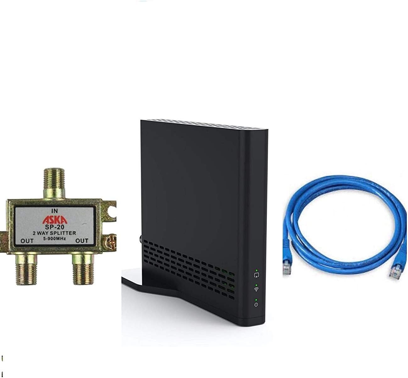 Dual-Tuner Local Channel Streamer with Cat5e UTP Cable and Coaxial Cable Splitter Z1396