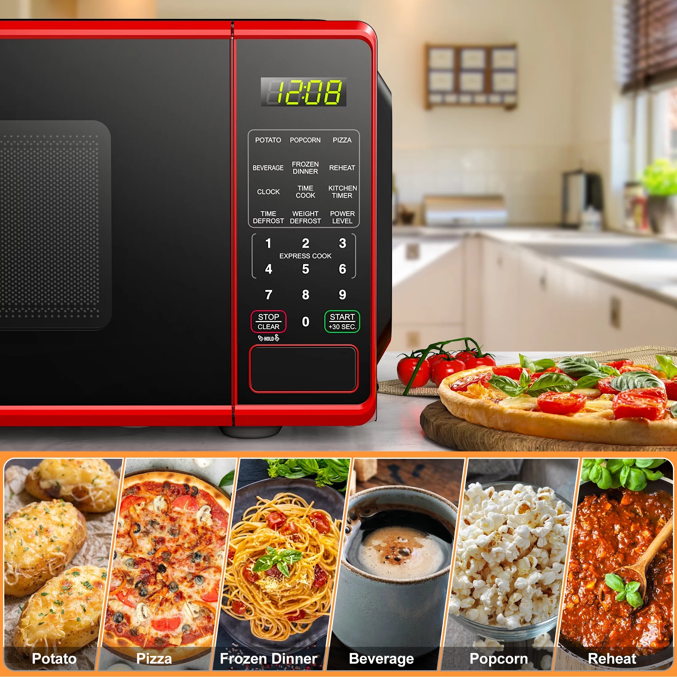 0.7 cu. ft. 700 Watts Red Countertop Microwave Oven A5600