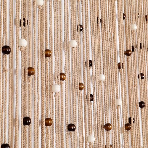 Macrame Beaded Cotton Door String Curtain, 1 Panel 79" x 35" S35820