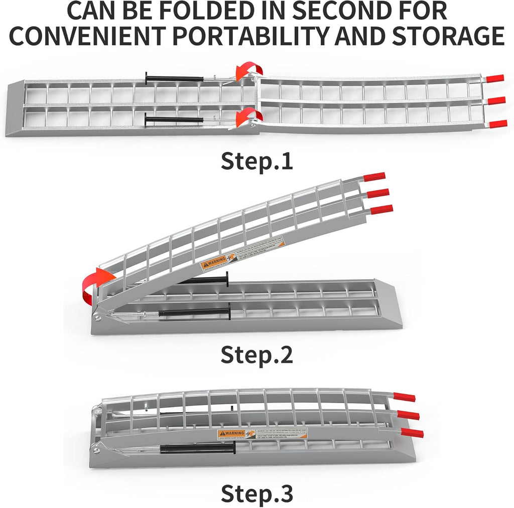 7.5ft Aluminum Folding ATV Ramps with Removable Support Legs, 2pcs Z48518
