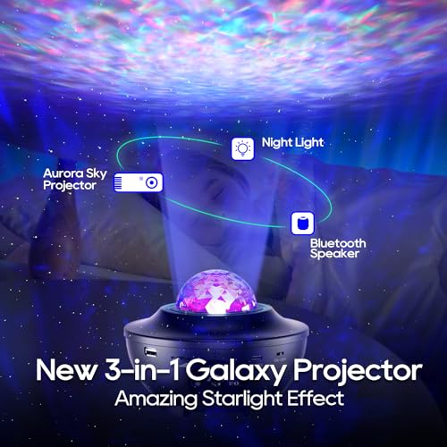 Galaxy Projector with Bluetooth Speakers Night Light Timer Remote Control B36919