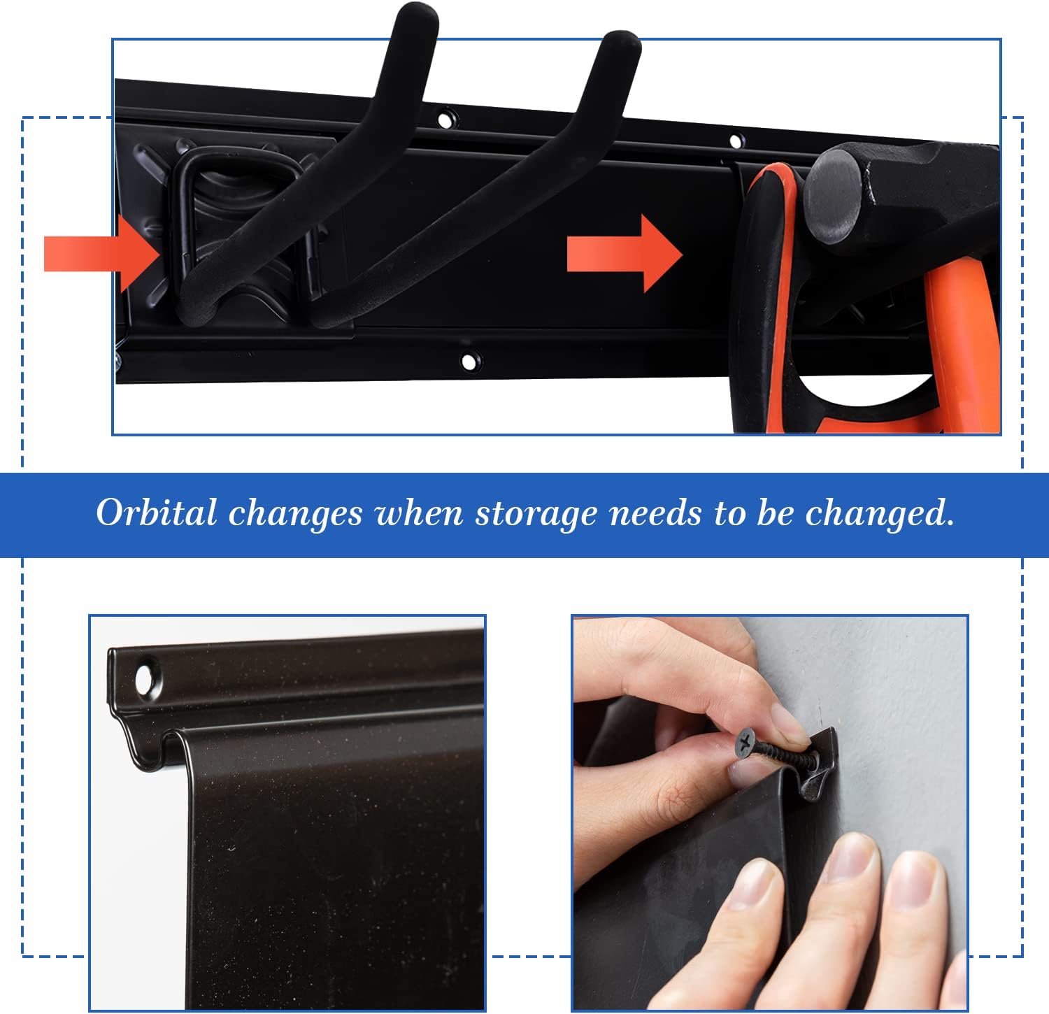 Heavy Duty Steel Tool Storage Rack with Wall Hooks Pack of 2 P524971